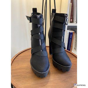 Black Platform Military Chunky Boots